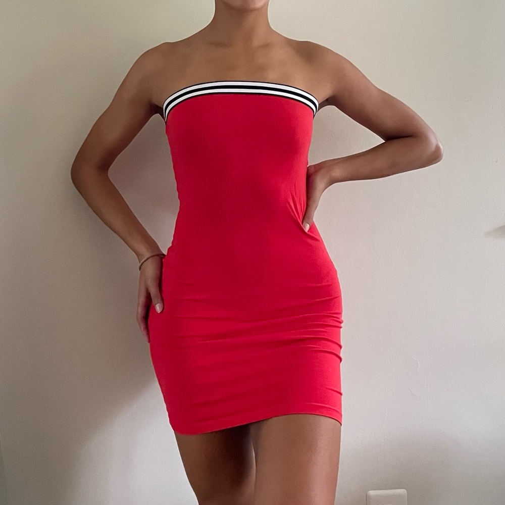Red Bandeau Bodycon Mini Dress
